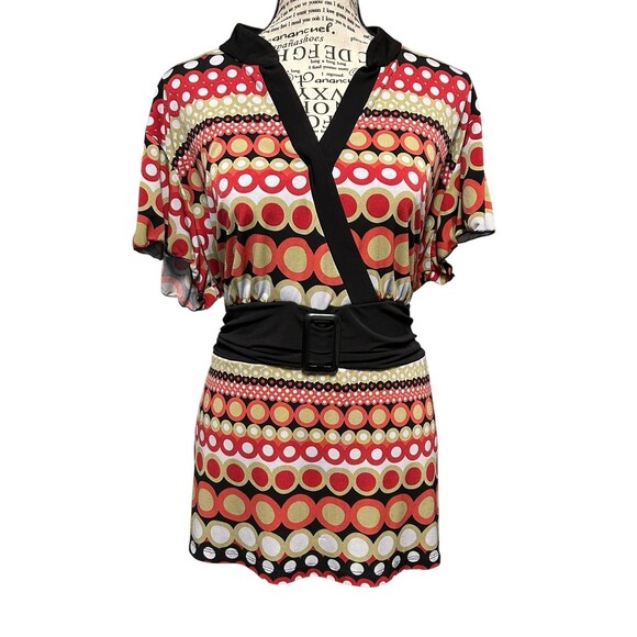 Cato Multicolor Geo Pattern Belted Baby Doll Size 2x Y2K Whimsical Officecore - Picture 1 of 7